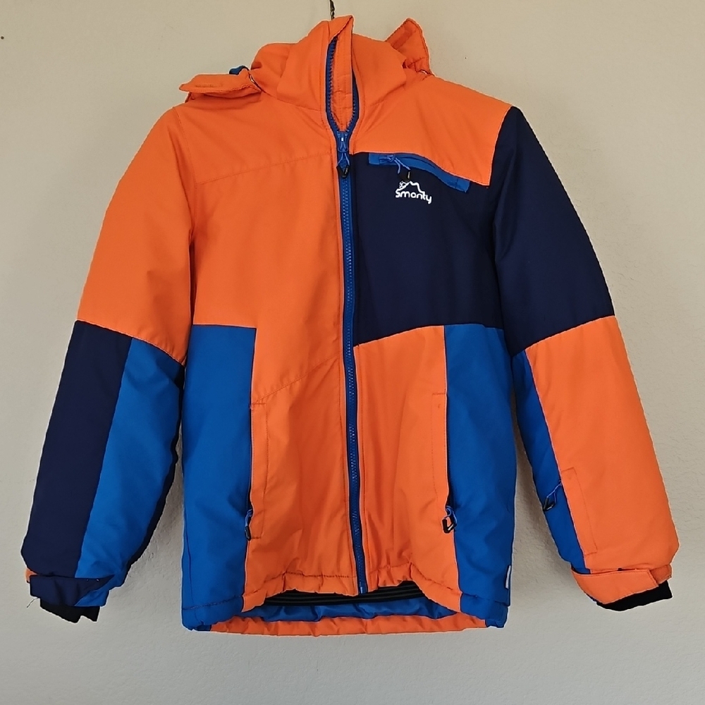 Smonty Kids Orange‎ and Blue Fleece Lined Ski Jacket Size 10-12